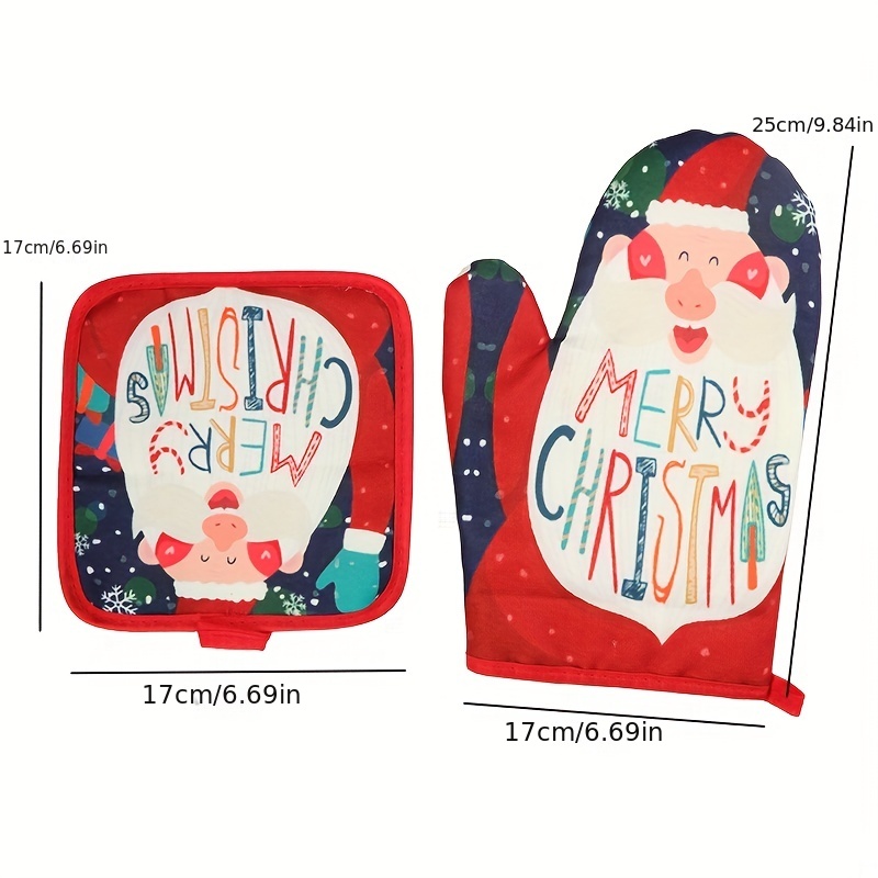 Christmas Oven Mitts And Pot Holder Heat Resistant Gloves - Temu