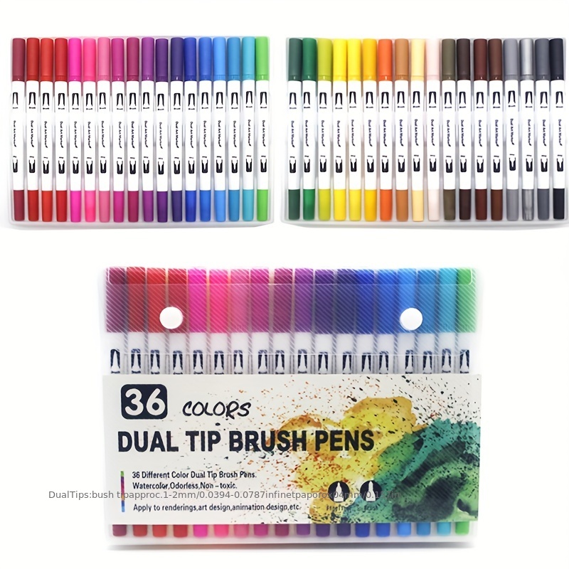 48 Colors Dual Tip Brush Art Marker Pens Coloring Markers Fine
