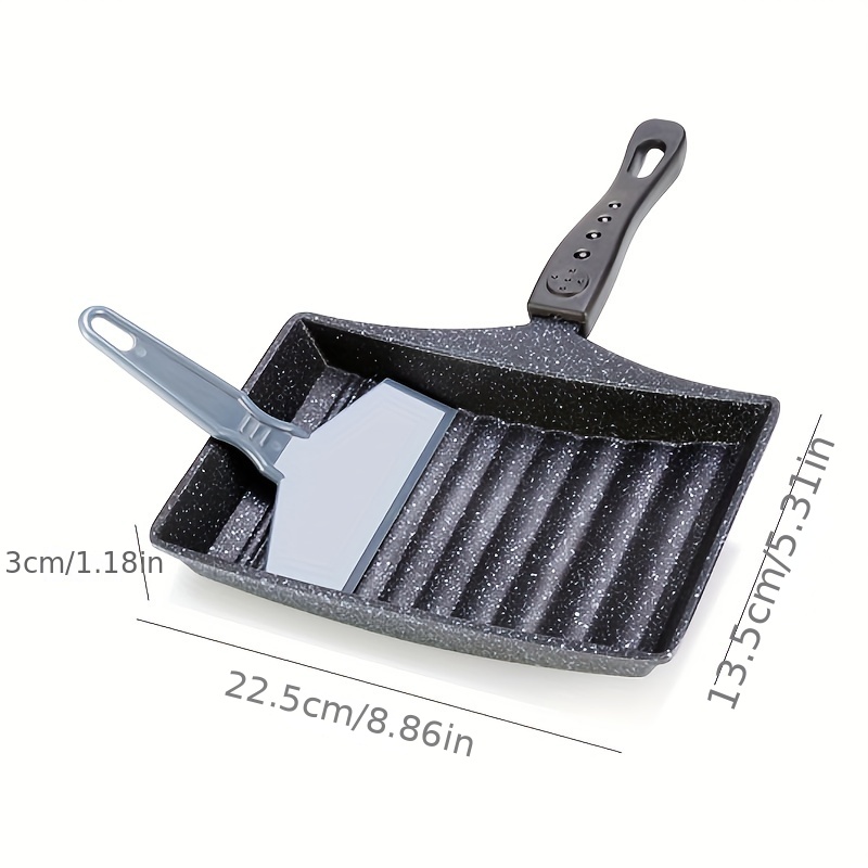 1pcs Black 5.9*7.28in Tamagoyaki Pan Square Japanese Omelette Pan,Non-stick  Egg Roll Pan,Rectangle Frying Pan Wood Handle Kitchenware