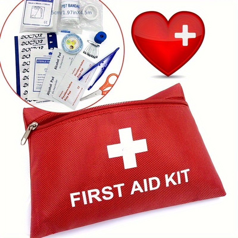1pc First Aid Kit, Portable Outdoor Survival Emergency Bags, Home/Car  Medical Package Red Waterproof First Aid Bag, Travel Sports Camping Pill  Bag Hom
