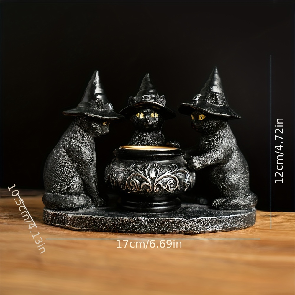 1pc Halloween Ornament Decoration Witch Cat Sculpture Resin Decoration Resin Crafts Holiday Decoration Home Decoration