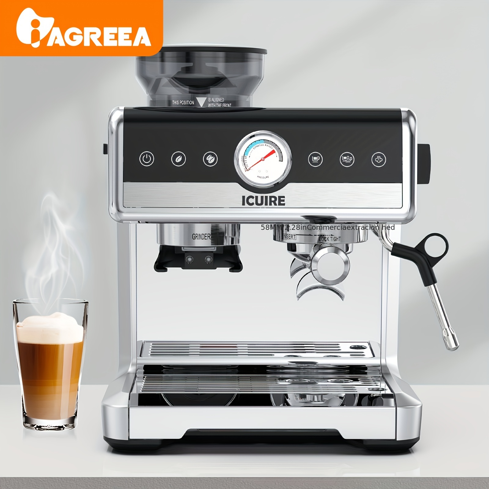  ICUIRE Espresso Machine with Milk Frother, 20 Bar Coffee Machine,  1.5L/50oz Removable Water Tank, 1050W Semi-Automatic Espresso/Latte/Cappuccino  Machines for Home Barista, Office: Home & Kitchen