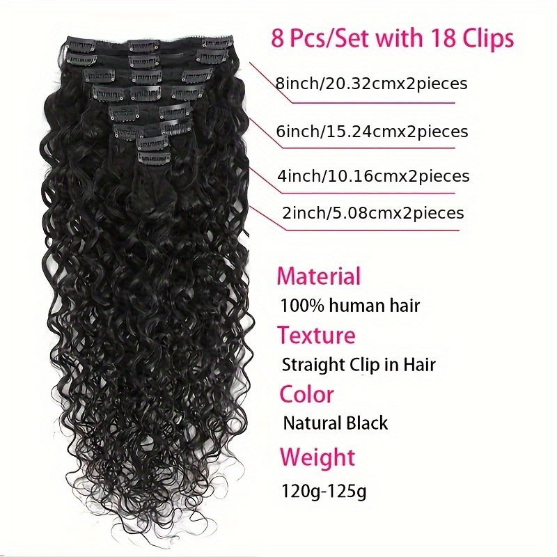 18clips ( Natural Color) Water Wave Hair Extensions Clips In - Temu