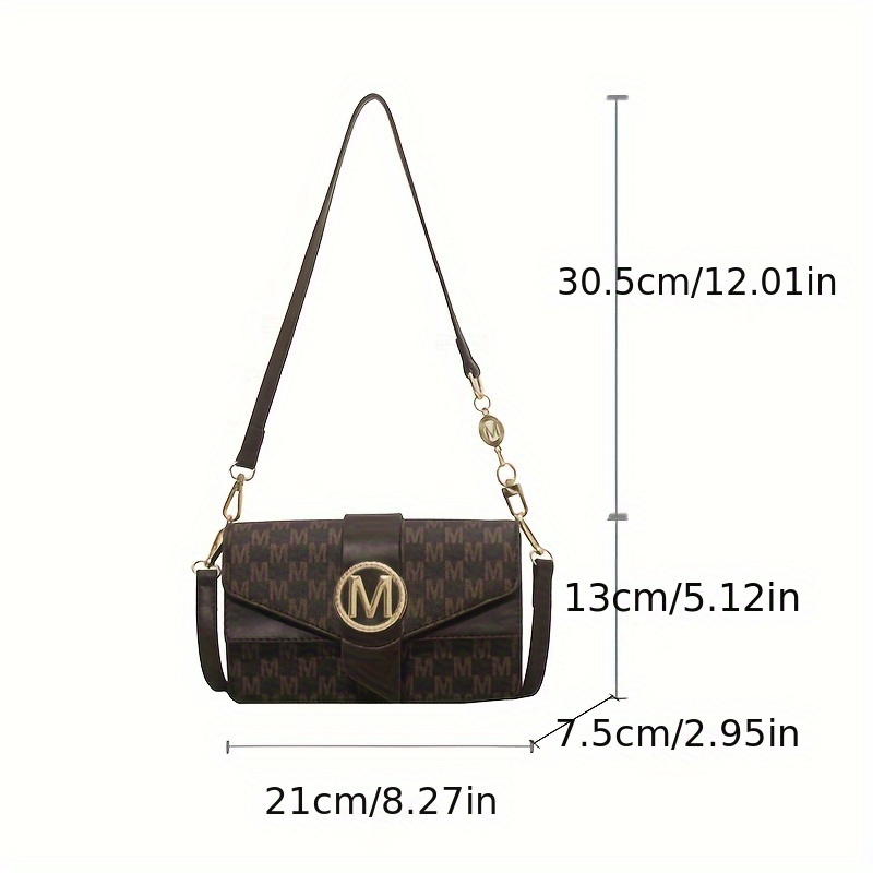 Mini Letter Print Shoulder Bag Retro Letter Decor Handbag - Temu