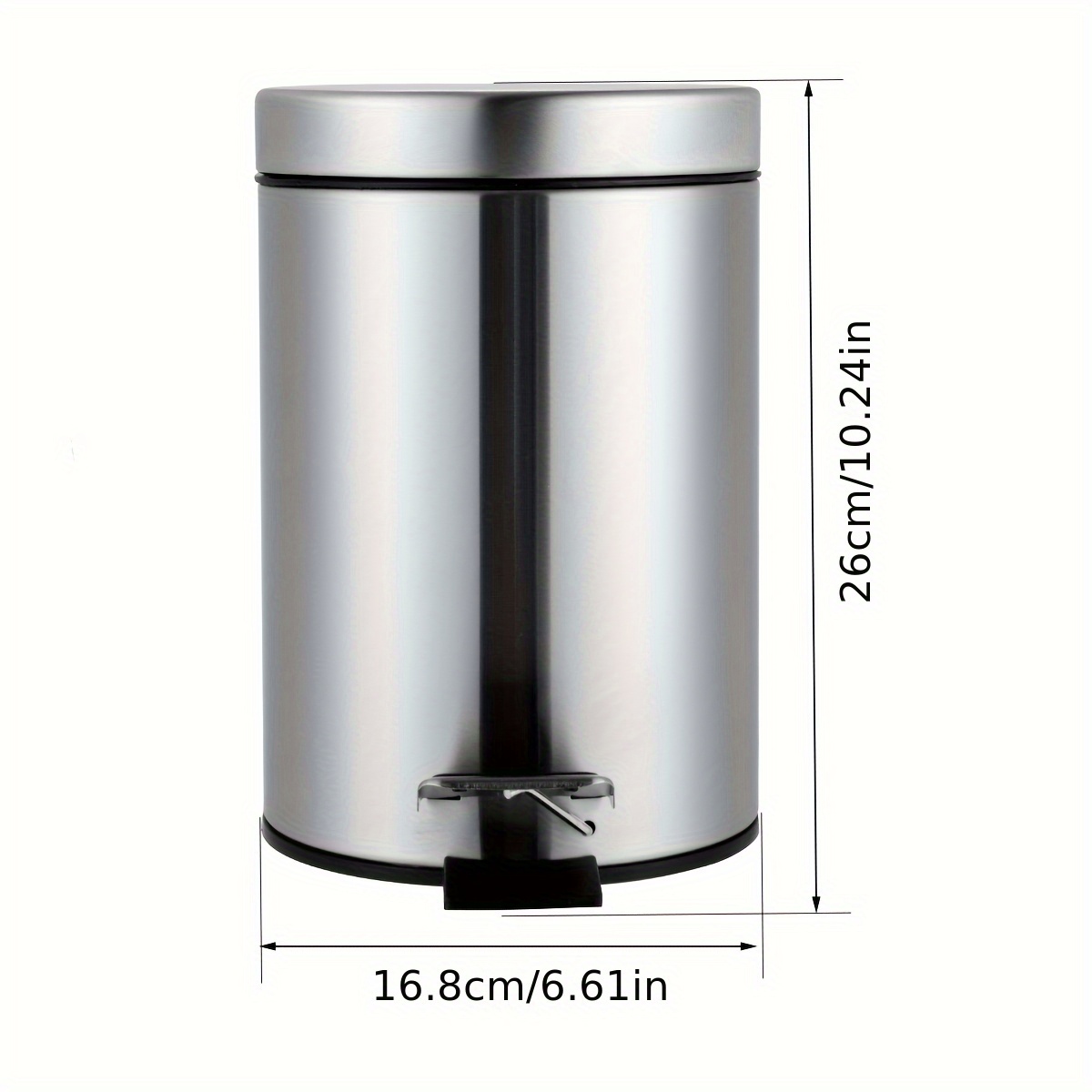 Image of Stainless Steel Step-on Trash Can For Home Use, With Lid, For Living Room, Bedroom, Bathroom, Toilet, And Kitchen