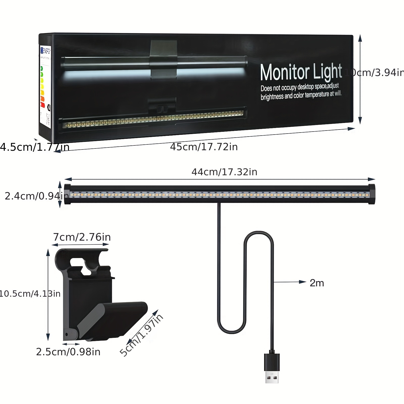 Usams ZB236 3 à 1 bar de l'écran travail de bureau portable Lampe LED  Moniteur couleur bienveillante de l'oeil modifiable Lampe pour ordinateur  portable - Chine Lampe de table, moniteur LCD