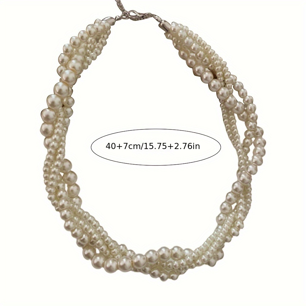 Vintage Handmade Baroque Faux Pearl Necklace Clavicle Chain Accessories For  Women