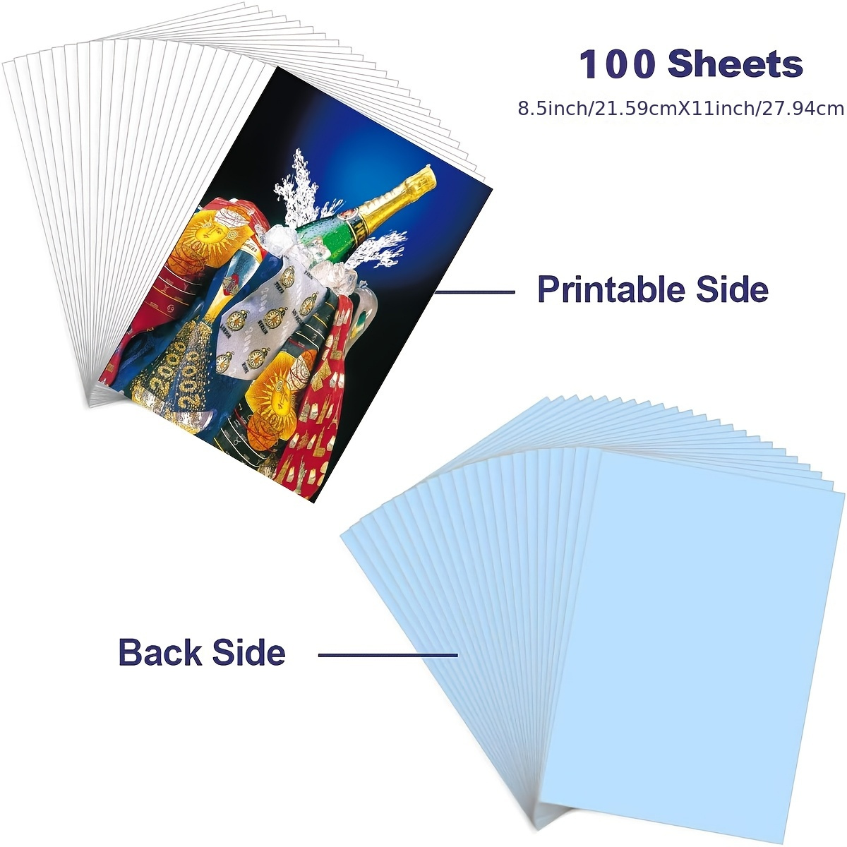 

100pcs Transfer Paper, 8.5x11 Inch A4 Compatible With Epson, Hp, , Xerox Printers - Ideal For Diy Mugs, T-shirts, Light Fabrics - & Cuttable On