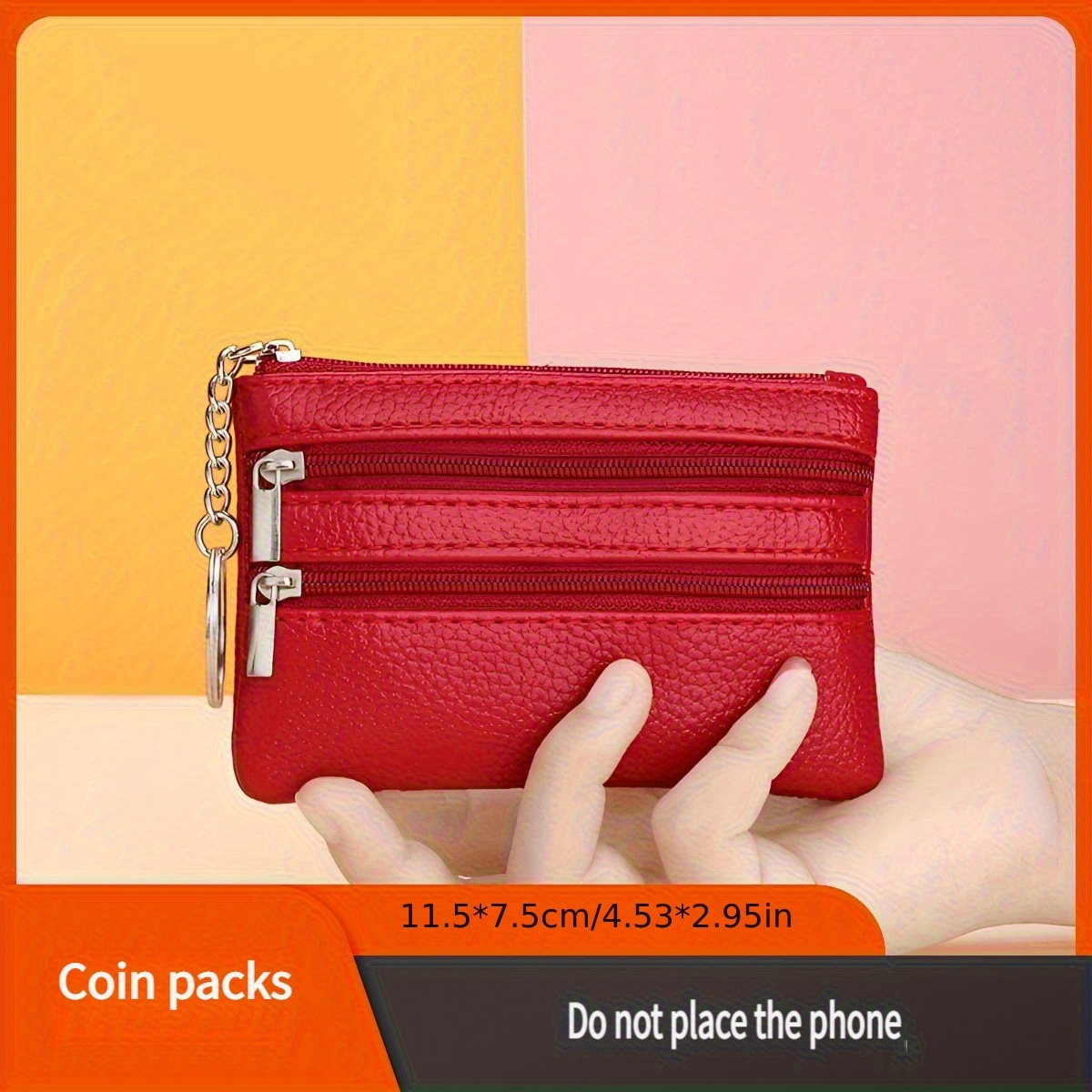 A Mini, Ultra-thin Three-layer Zip Wallet Designed For , Featuring A Soft Pocket For