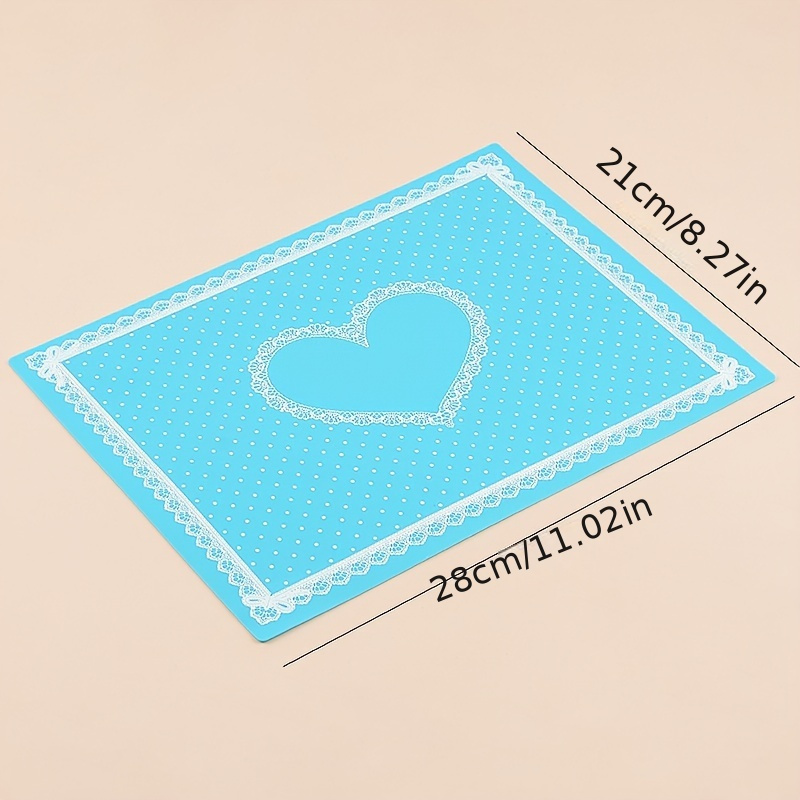 Manicure Silicone Work Space Mat Perfect for Nail Art Stamping, Marbling,  and Practice Lacey Heart Design 