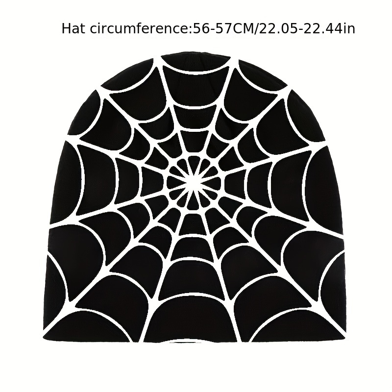 Y2K Gothic Spider Web Jacquard Skull Cap Unisex Warm Knit Hat