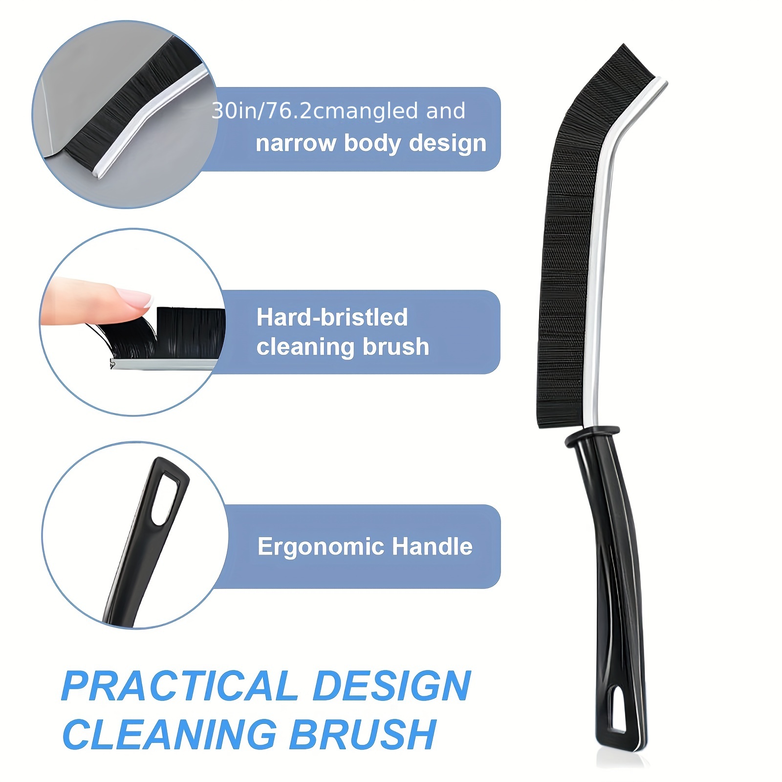 Crevice Cleaning Brush Cleaning Brush Corner Brush Tile Scrubber Grout Brush  Hard Bristles Thin Brush For Kitchen Sink Bathroom Shower Tile (black) -  Temu