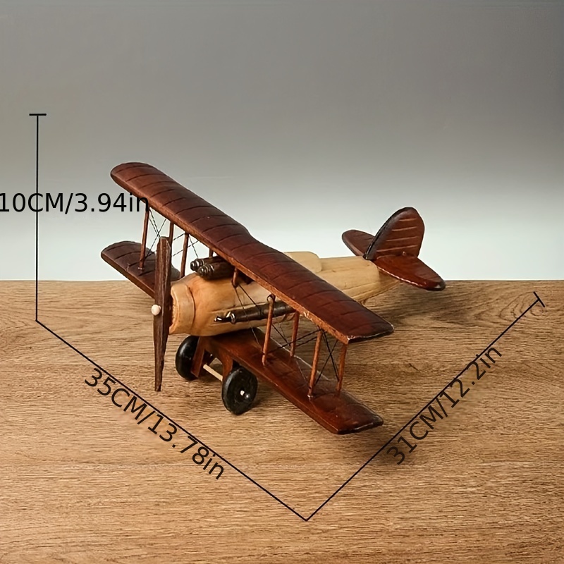 avión madera retro modelo avión escritorio hogar decoración