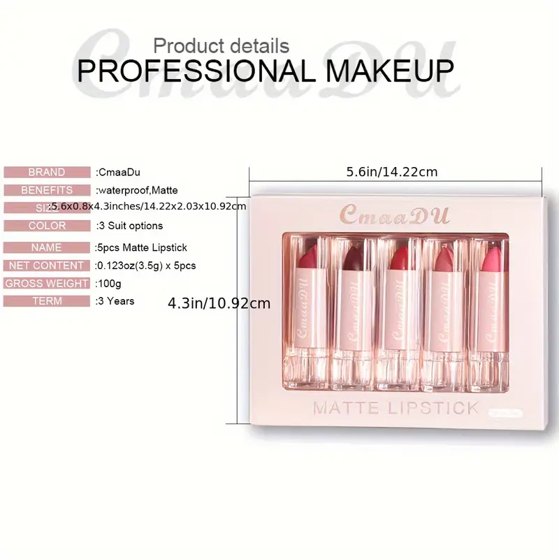 15 colors matte lip glaze set 24h waterproof long lasting lipstick kit case 5 pack non drying lip gloss for wedding party daily details 5