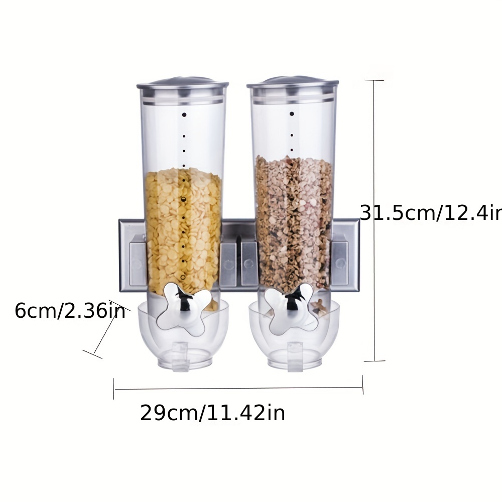 1pc Double-barrels Cereal Dispenser, Dry Food Storage Container, Kitchen  Grain Canister, Snack Jar, Organizer, Grain Distributor