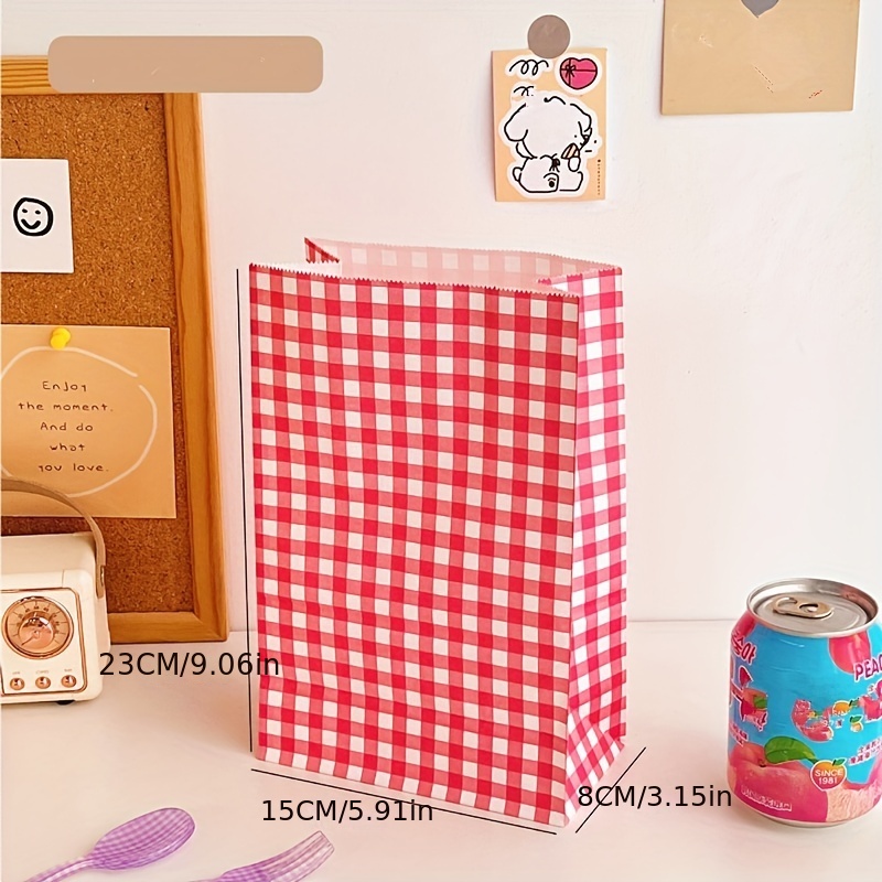 Colorful Plaid Kraft Paper Bag Gift Packaging Snack Small Gift