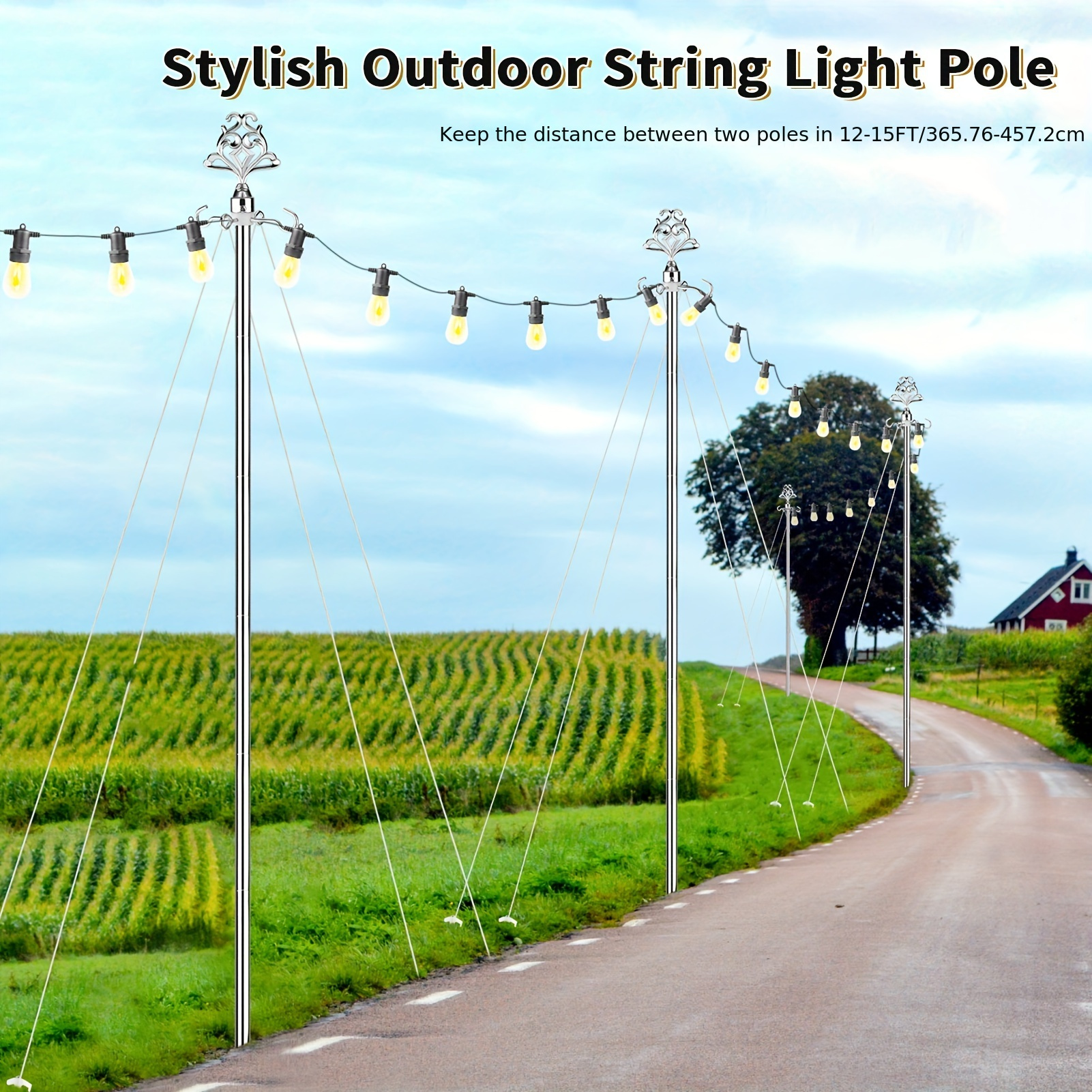 Original Design Patio Outdoor String Light Poles Including - Temu