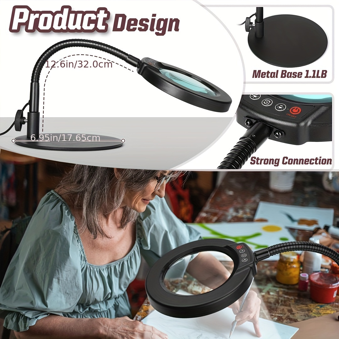 lupa 10x luz led soporte color Temu