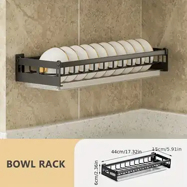 Wall mounted Bowl Plate Holder With Drain Tray Organizer For - Temu