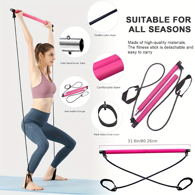 Portable Pilates Bar Kit With Resistance Bands For Men And - Temu