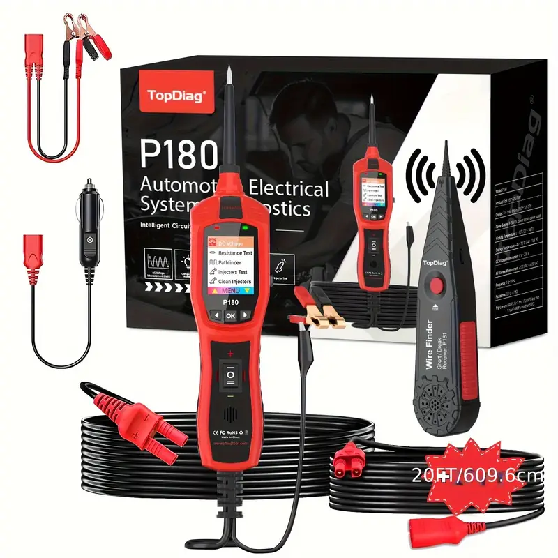 Jdiag 9V-30V Automotive Circuit Tester With Fuel Injector Function – 14 Languages, Heavy-Duty Use