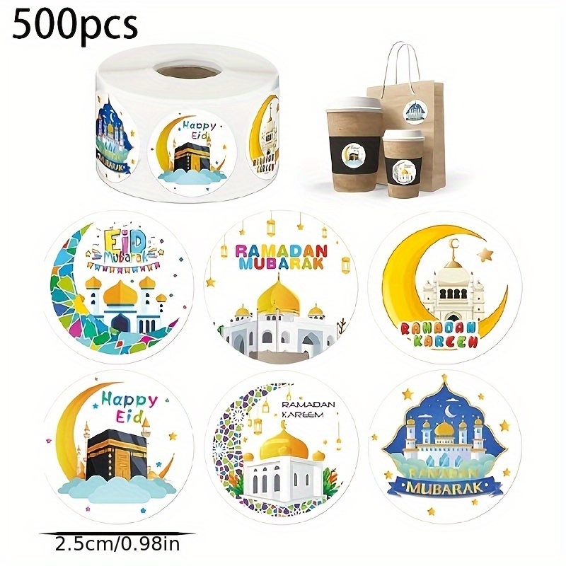 

500pcs Ramadan Stickers, Eid Stickers, Ramadan Party Decorations, Ramadan Party Supplies Decorative Gift Boxes, Food Packaging, Sealed Invitation And Thank You Envelope Stickers