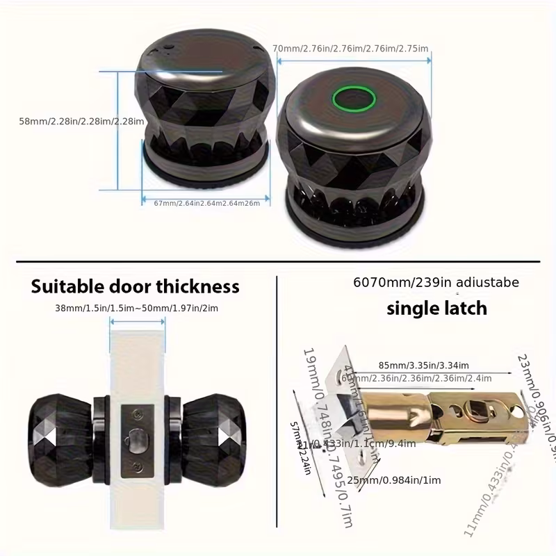 smart fingerprint door lock with app control biometric keyless entry door knob alloy metal for bedroom front door apartment office and hotel Product details 2