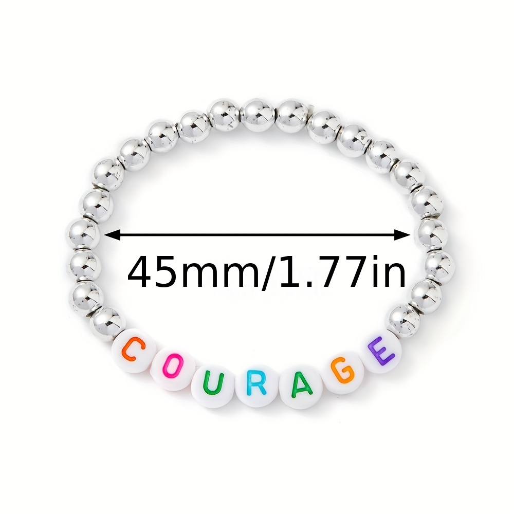 12pcs Positive Energy Encouragement Colorful Lettering Beaded Bracelets for Girls Elastic Bracelet Kids Accessories,Kandi Bracelet,Temu