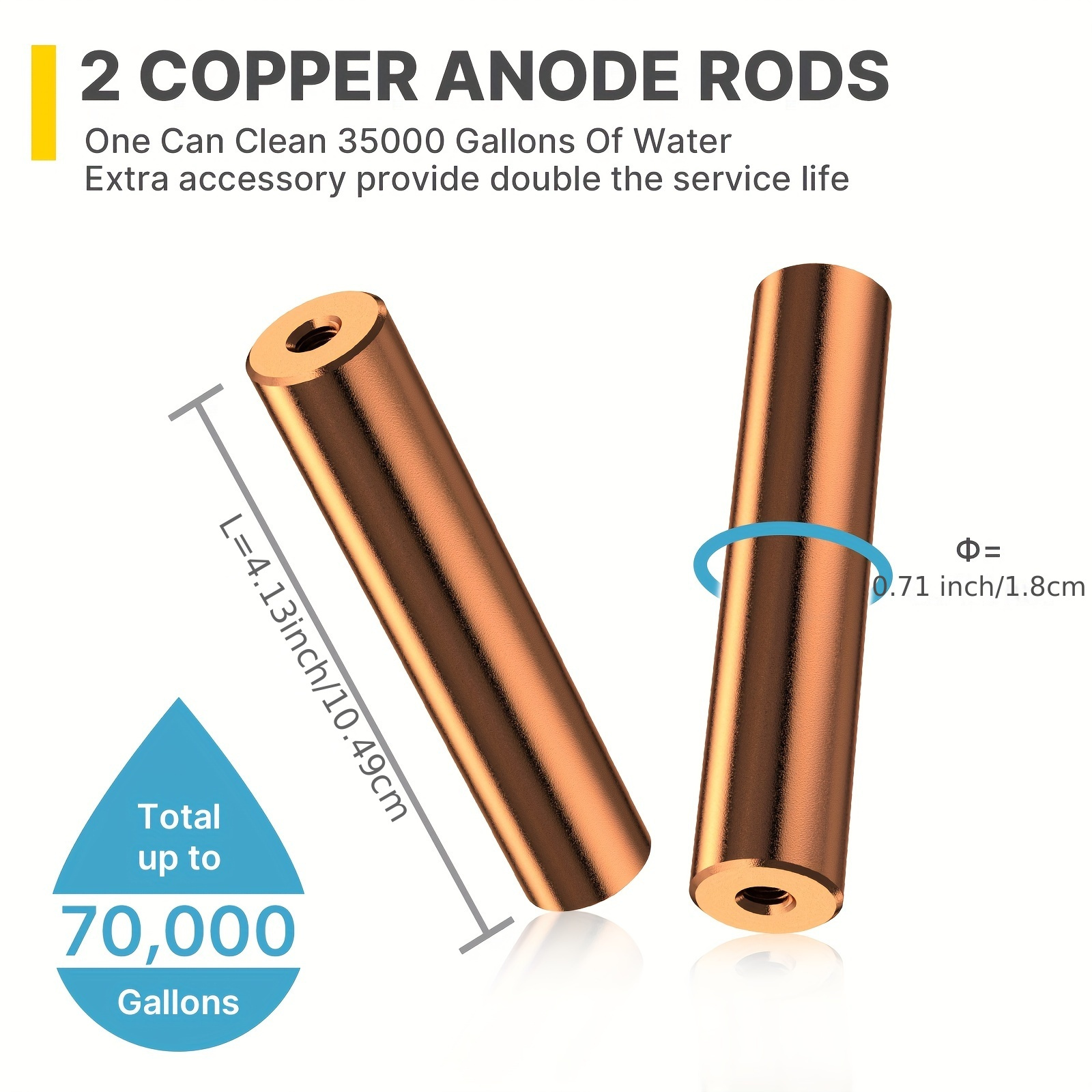 Anode De Remplacement Cuivre Ioniseur Solaire Piscine - Haute Efficacité, Facile à Installer