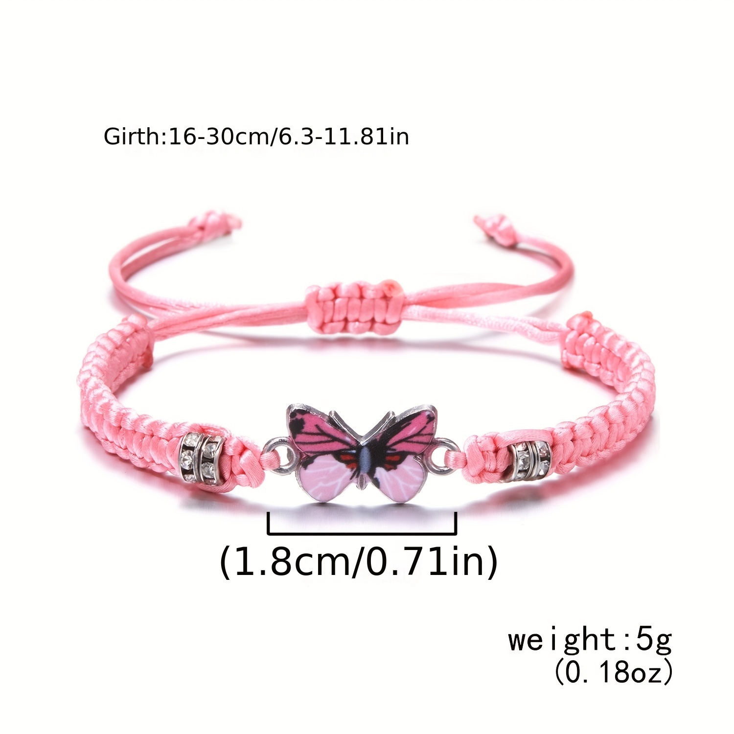 New Handmade Braided String Butterfly Bracelet For Women Red Rope