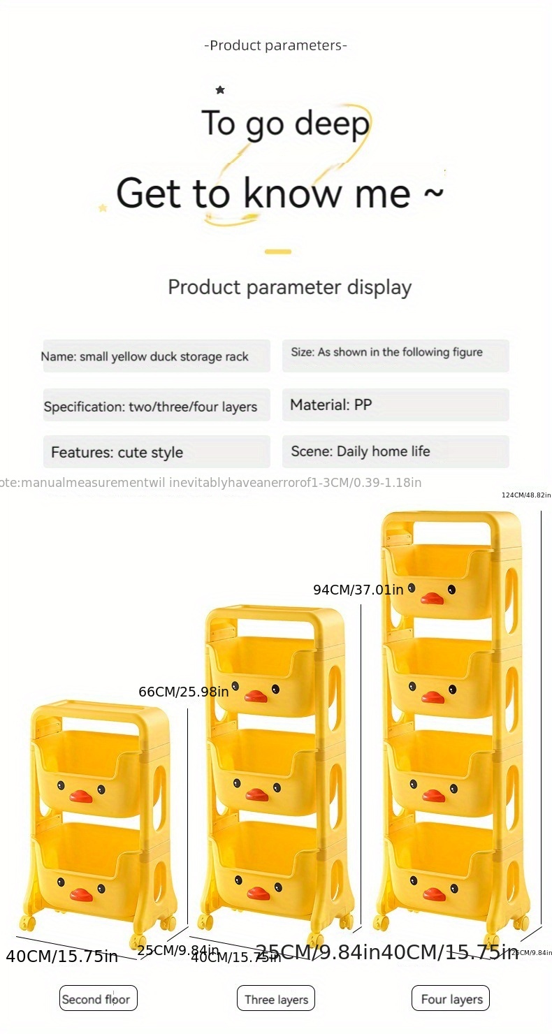 Cute Duck Design Storage Cart Dolls Toys Storage Rack - Temu