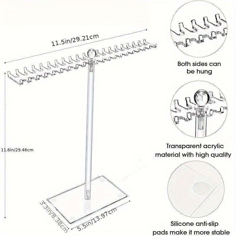 1 шт. акриловая подставка для демонстрации украшений с двусторонними крючками, прозрачный органайзер для украшений для ожерелий и браслетов, пластиковый материал с деталями 1