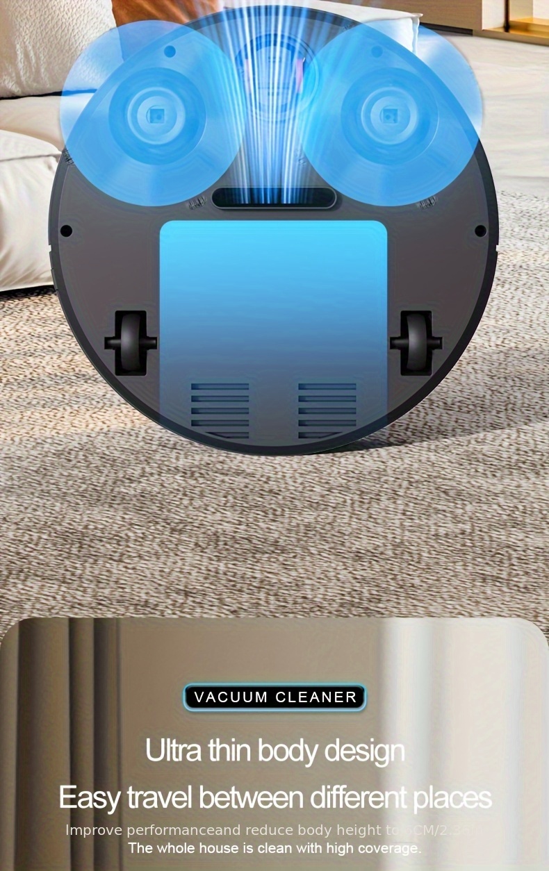 Intelligent Low-Noise Sweeping Robot Vacuum - USB Charged, Strong Suction, 60-Minute Runtime, Thin & Quiet Design for Pet Hair, Hard Floors & Daily Cleaning, Automatic Direction Mop, Pet Hair Cleaner | Robotic Vacuum | USB Charged Vacuum, Vacuum Cleaner