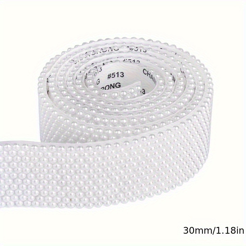 TEMU 9-30mm 3/5/7/11 Of Self-adhesive Pearl Ribbons Beads Decorative Edge Stickers Suitable For Decoration Self-adhesive Pearl Ribbons Crafts