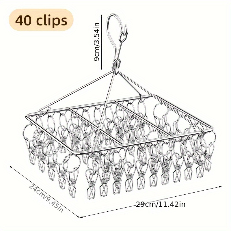 stainless steel sock drying rack with 20 30 40 clips windproof swivel hook hanger for socks bras underwear essential laundry accessory details 13