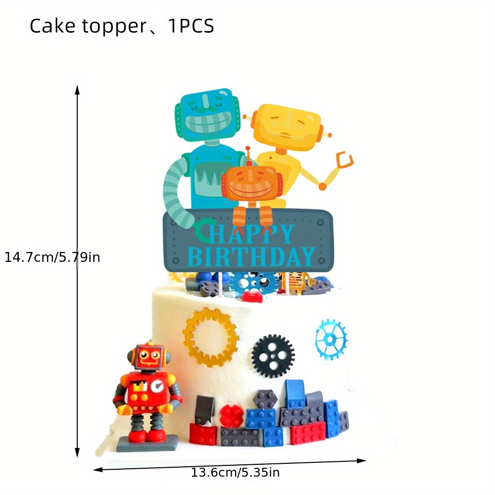 Edible robot name set cake topper