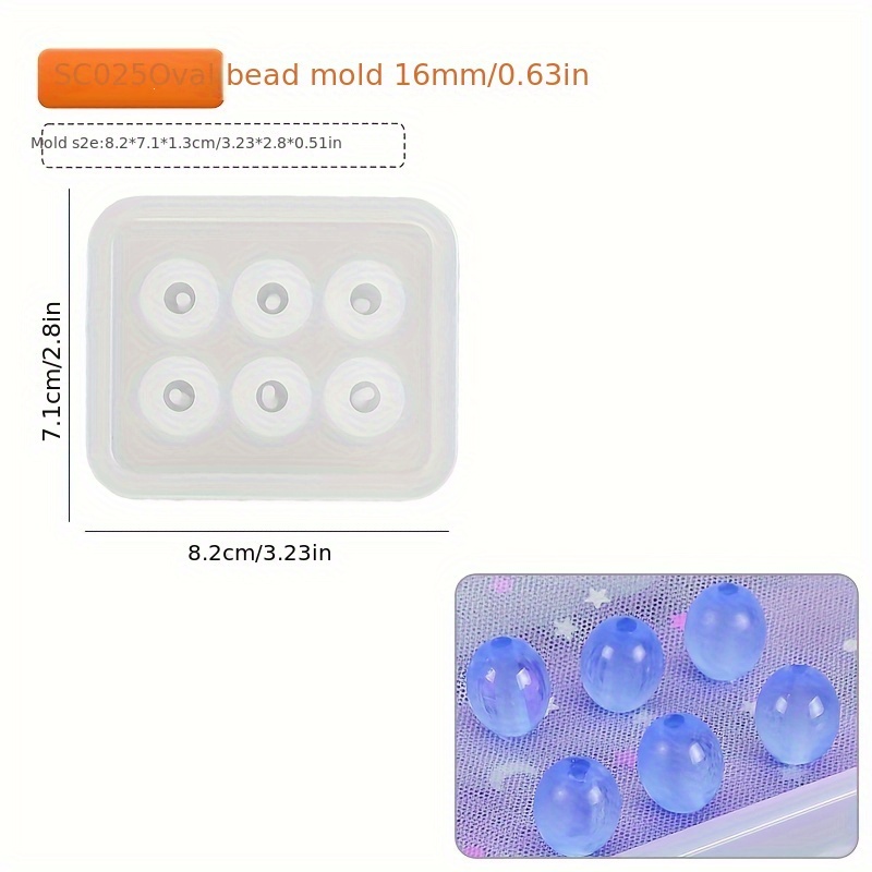 16mm Round Ball Bead Silicone Mold (6 Cavity)