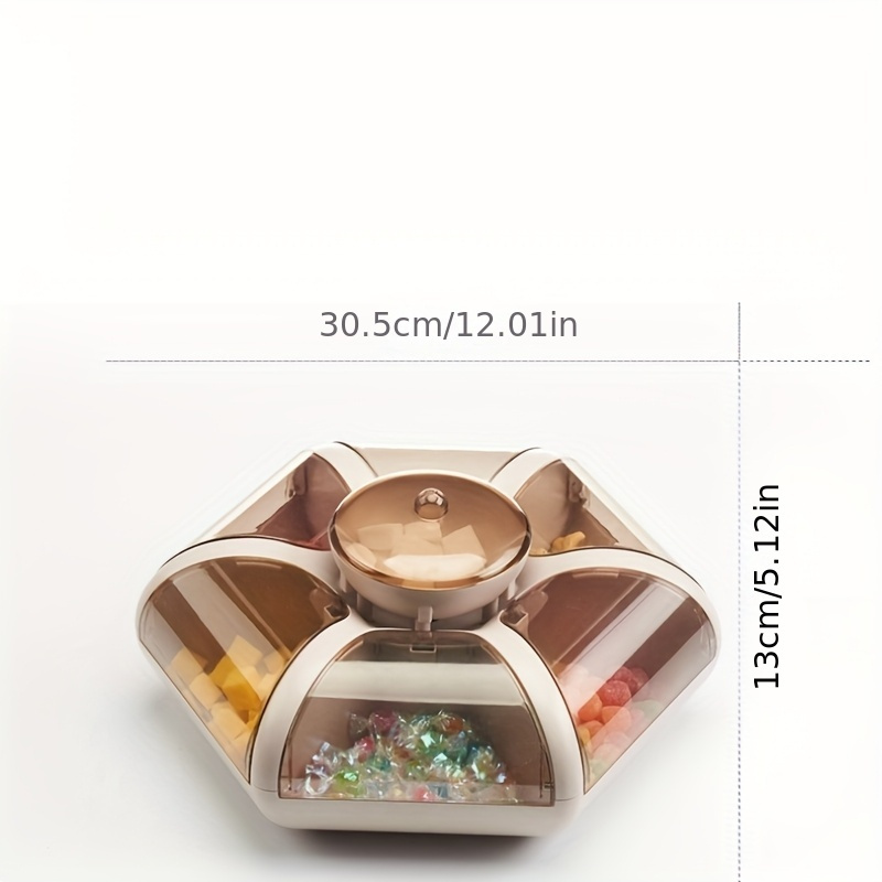 1pc Lotus Flower Shaped Snack Box with Lid, One-Key Open Creative Transparent Press Type Candy Dish, Food Storage Containers for Nuts, Snacks, Dry Fruits, Polypropylene Material, Food Contact Safe, Ideal for Living Room, Outdoor Picnics