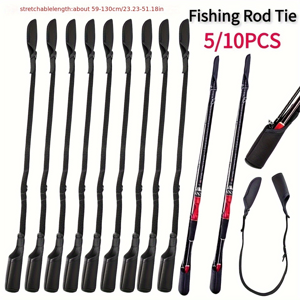 

5/10pcs Fishing Rod Holder Strap 59cm-130cm Fishing Pole Sleeves Belt Rod Protector Adjustable Cover For Fishing Rod Tube-case