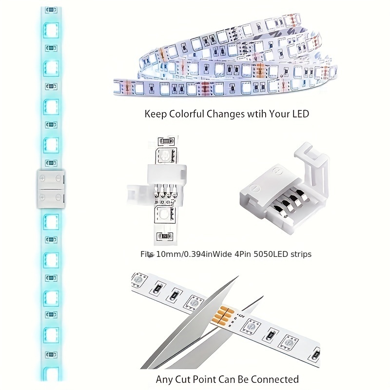 5/10/20 Piezas, Conector Luces Led Tiras Luces, Clip Empalme 2835, 3528,  5050, 5630, Conector Barra Lámparas Led, 2 Pines, 4 Pines, 8mm, 10mm -  Industrial Comercial - Temu Mexico