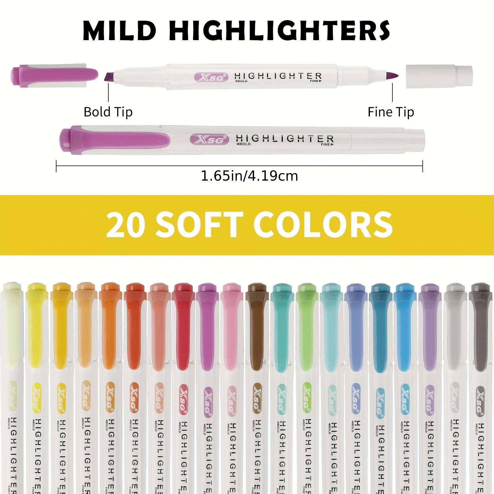 20 color Highlighter Pen Collection Set Double Ended With - Temu