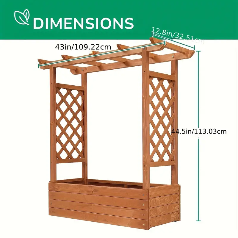 1 Pack, 43.5*17.5*44.5 In Fir With Arched Lattice Raised Garden Bed Wooden  Planting Frame Teak Color - Patio, Lawn & Garden - Temu