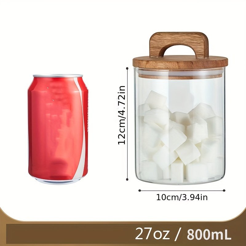 glass storage jar with wooden lid 27oz 800ml multi purpose freezer   wash only   coffee tea or food storage details 7