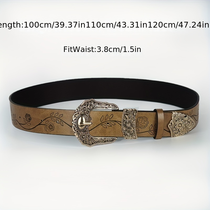 Cintura Vintage Y2K In PU Western – 105 Cm, Larga 3.2 Cm, Fibbia Floreale, Perfetta Per Jeans Vita Bassa