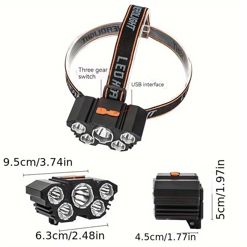 1pc Usb Strong Light Five Core Headlamp Outdoor Night Fishing - Sports &  Outdoors - Temu Israel