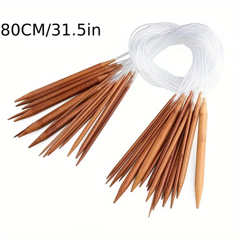 Natural Wood Needle Carbonized Bamboo Knitted Needle Set - Temu