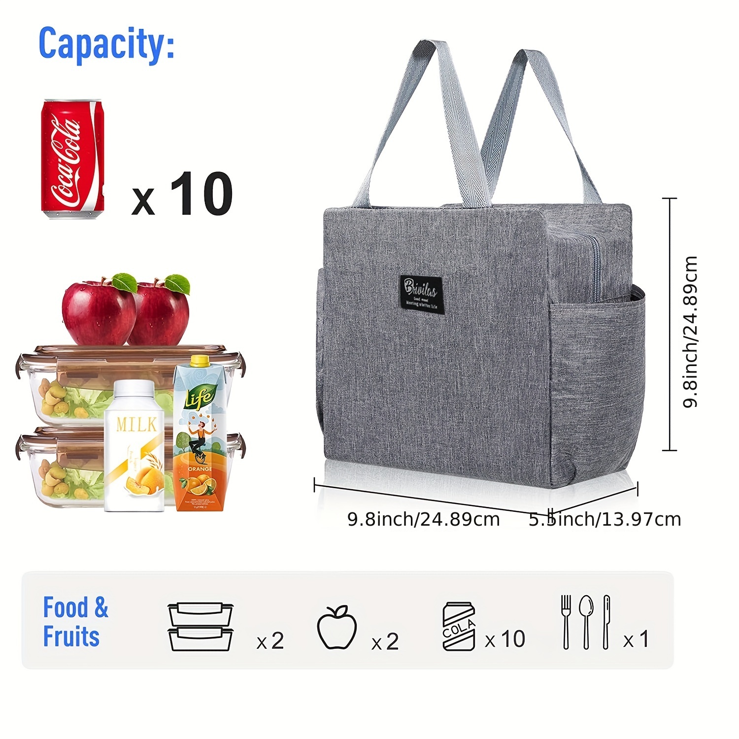 1pc Insulated Lunch Bag - Large Grey Tote With 2 Compartments, Shoulder  Strap, And Leakproof Design - Reusable Thermal Lunch Box For Men, Women,  And A