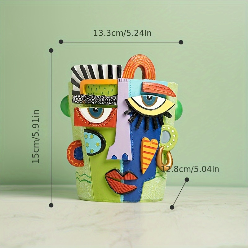 Image of A Mint Green Flower Pot - Abstract Style, Decorative Art, Suitable For Garden Planting And Home Decor, Applicable For Living Rooms, Dining Rooms, Display Windows, And Desks. Gardening Gift