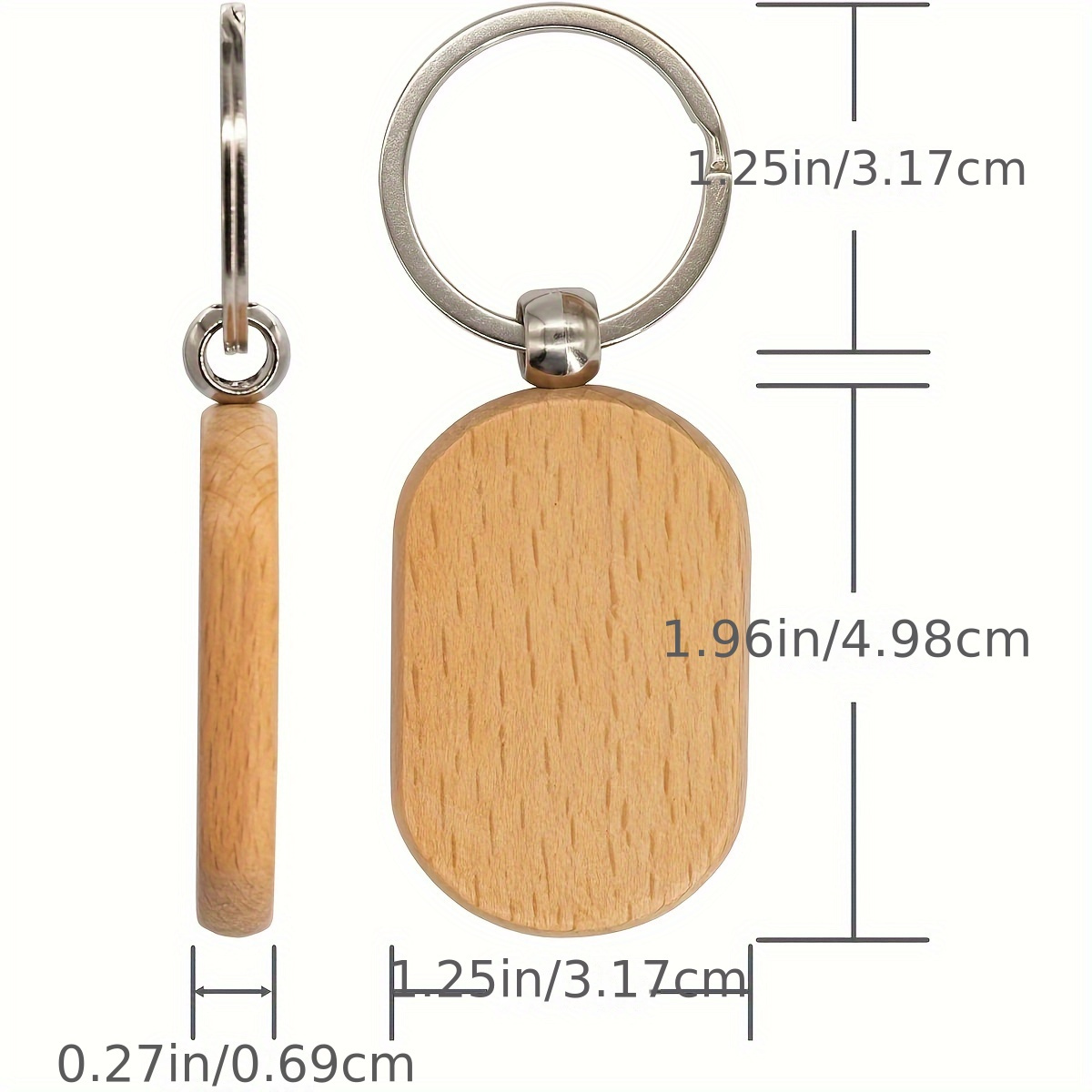 6pcs Wood Keychain Blank Wood Keychain Blanks Wooden Key Ring Crafts  Keychain Engravable Wood Pendent 