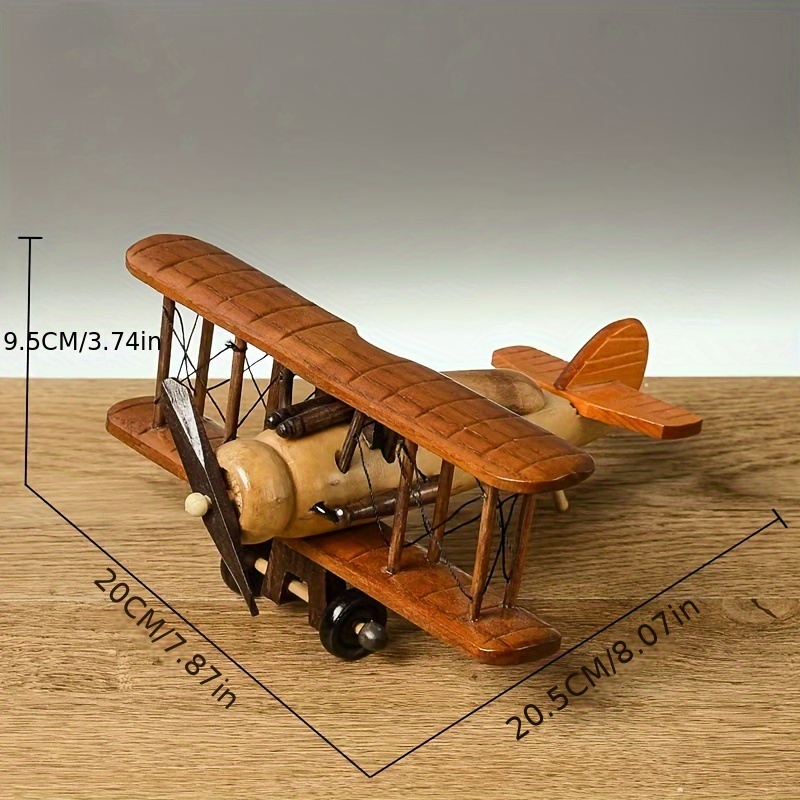 -inch Wooden Airplane Model- Desktop Decoration Ornaments, , Retro-style Wooden Airplanes, Home Desktop Decoration Artworks.